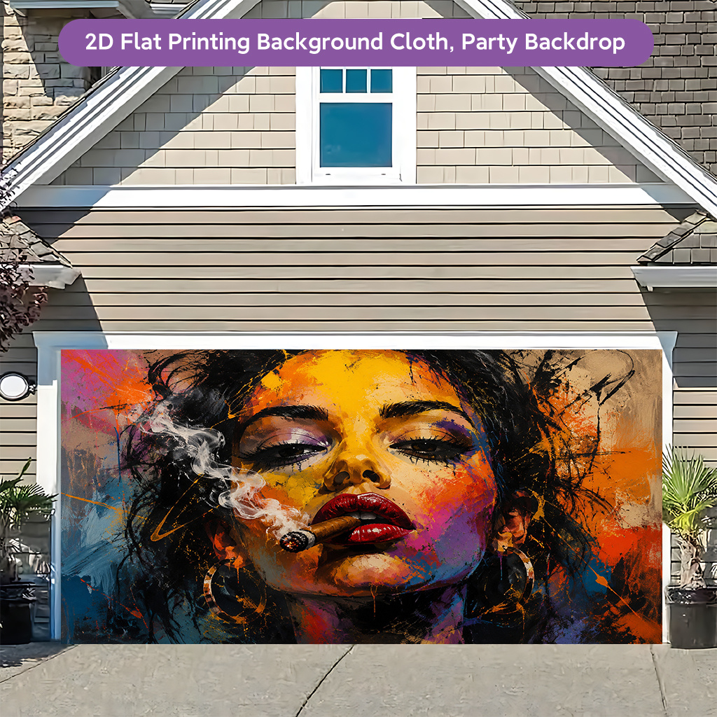 Colorful Smoking Woman Polyester Wall Decoration Banner